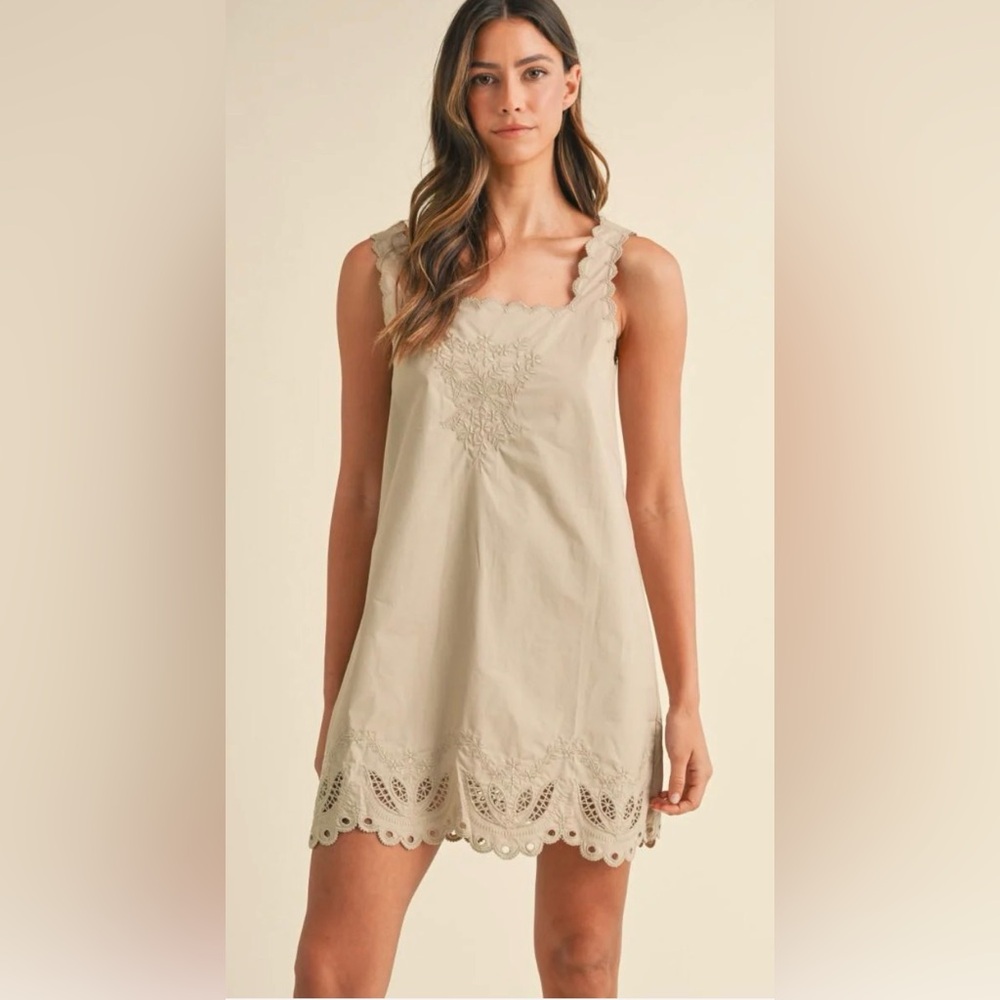 Mable Boutique Cutout Scalloped Embroidered Mini Dress